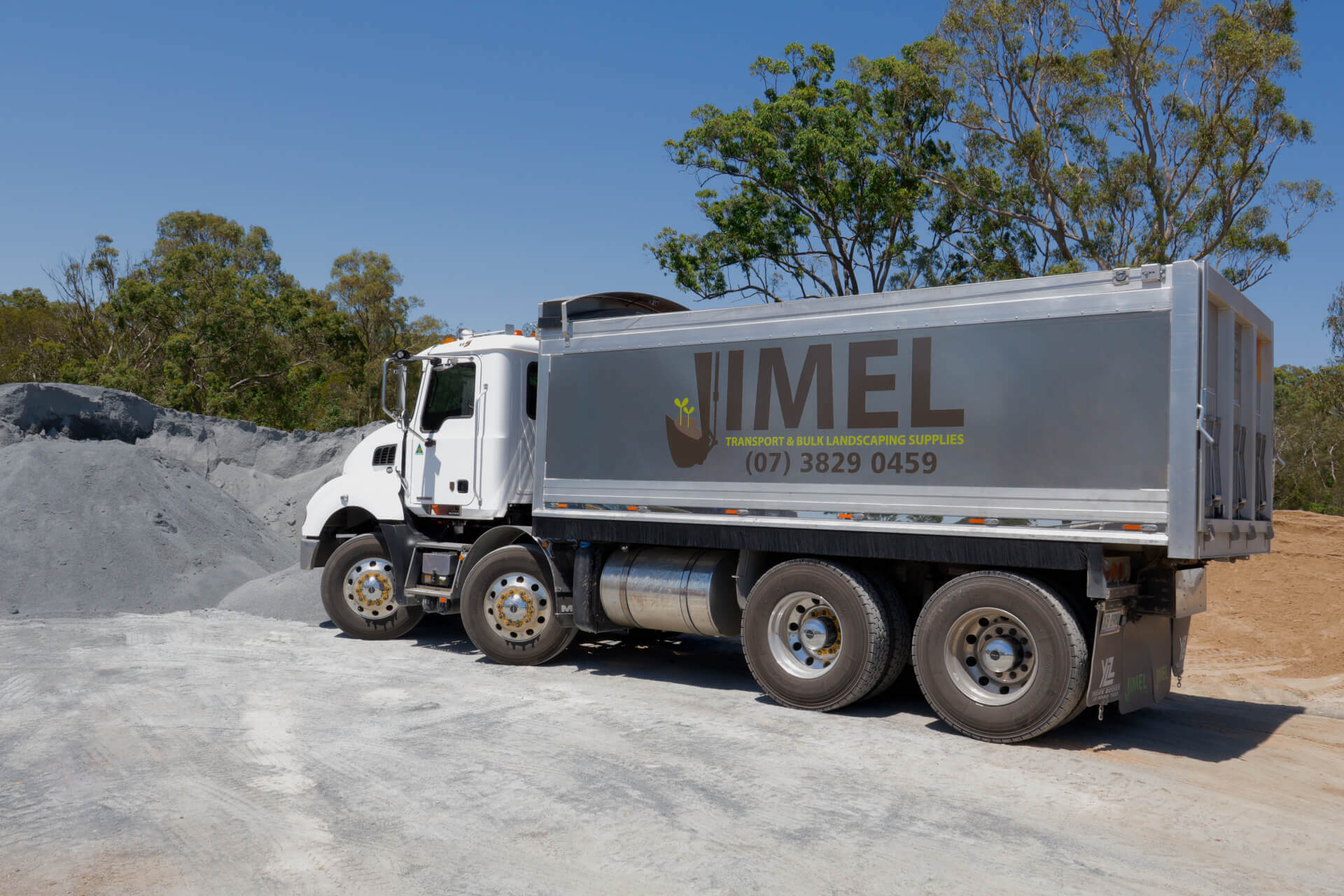 Jimel truck delivering landscaping supplies